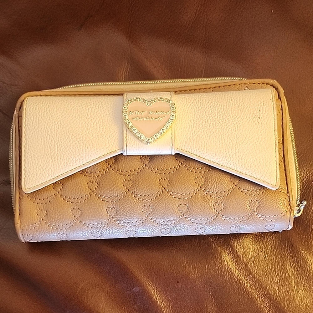 Elegant Cream and Tan Betsey Johnson Wallet